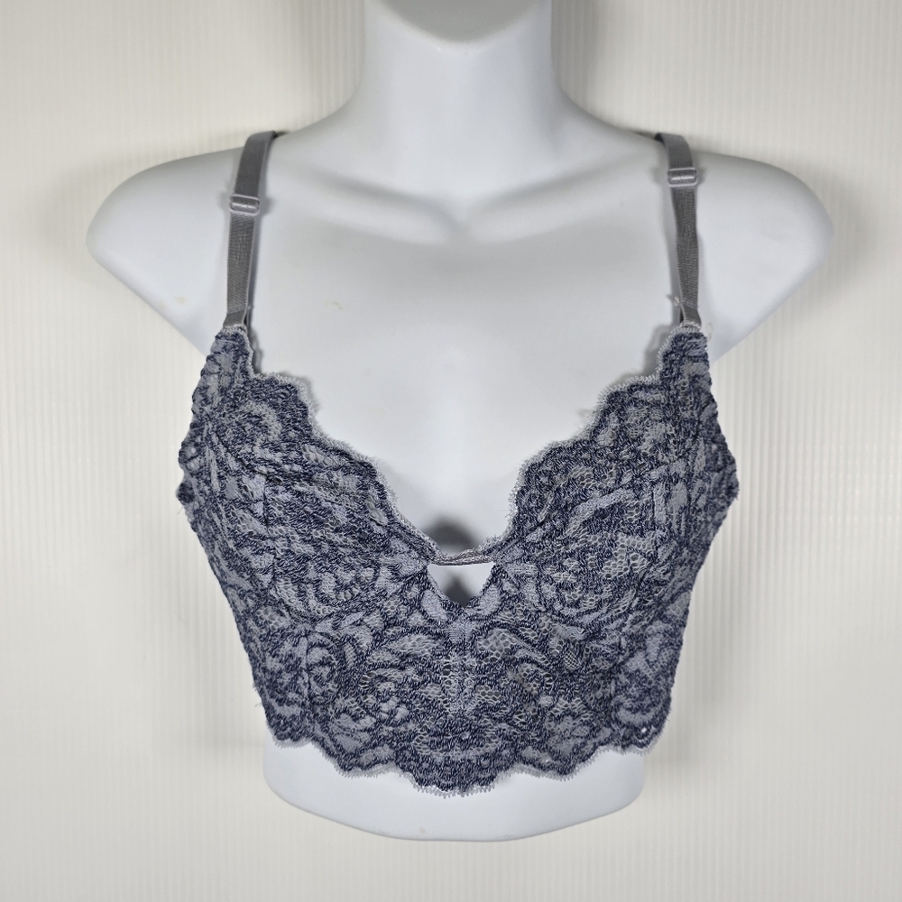 Intimately Free People Lace Bralette in Gray & Blue Lace Adjustable Straps SizeS